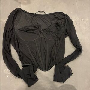 Black mesh crop top